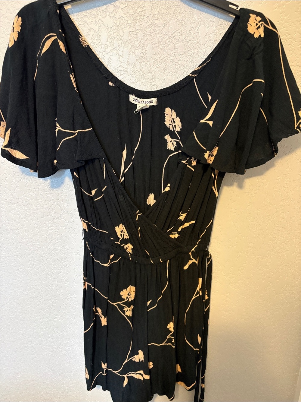 Billabong Black Dress with Nude Floral Print